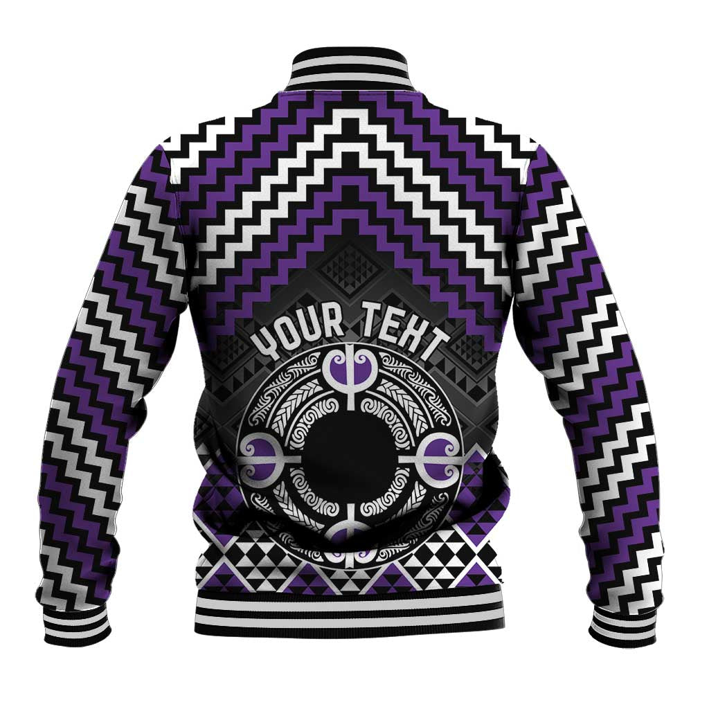 Personalised Aotearoa Niho Taniwha Motif Baseball Jacket Violet Style