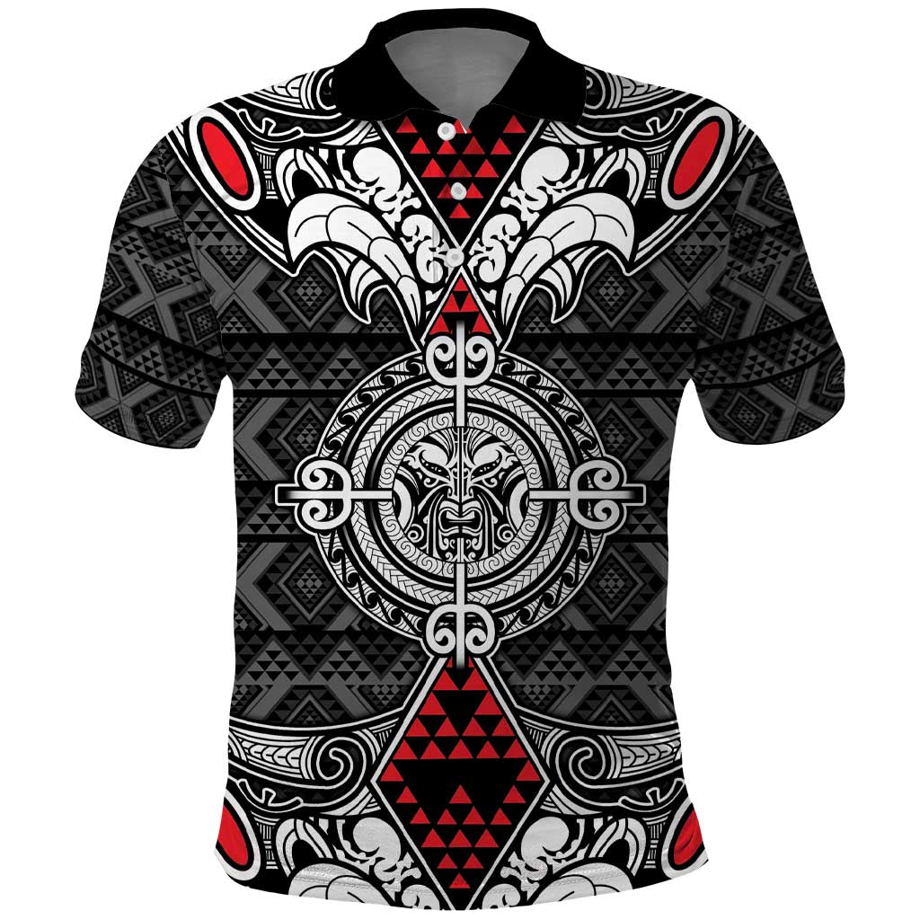 Black Aotearoa Tanilo Motif Polo Shirt Vintage Maori New Zealand Tribal Art Pattern