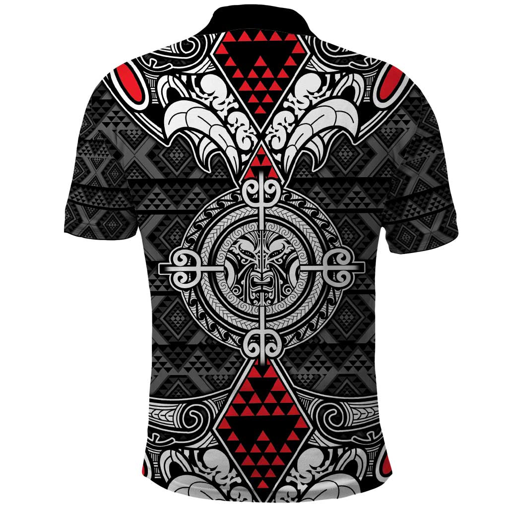 Black Aotearoa Tanilo Motif Polo Shirt Vintage Maori New Zealand Tribal Art Pattern