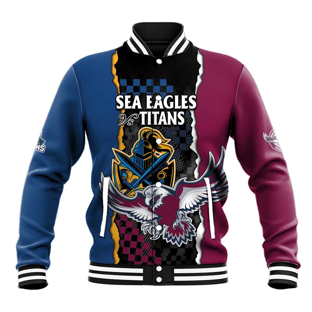 Titans and Manly Eagle Baseball Jacket Rugby Together Sporty Style