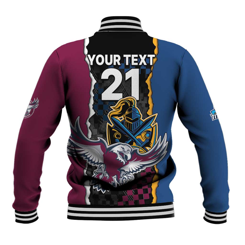 Titans and Manly Eagle Baseball Jacket Rugby Together Sporty Style