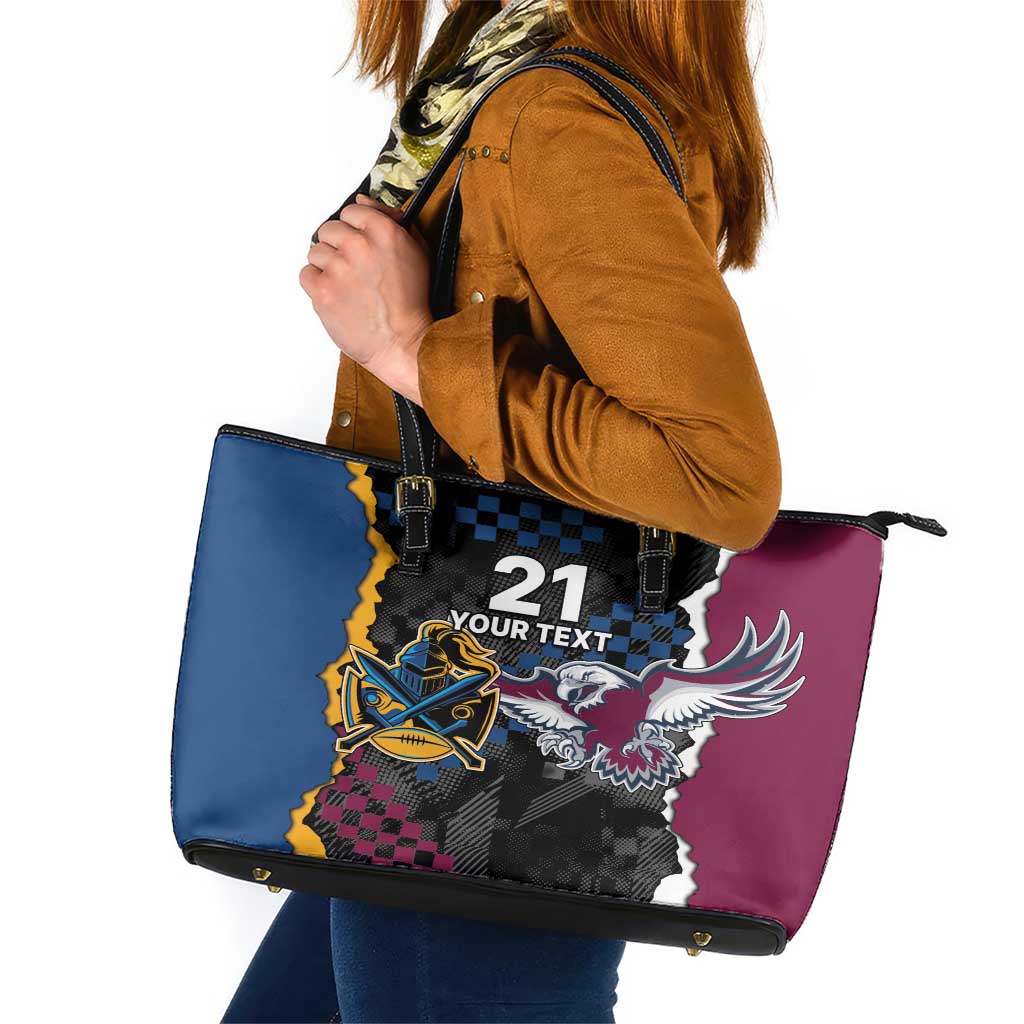 Titans and Manly Eagle Leather Tote Bag Rugby Together Sporty Style