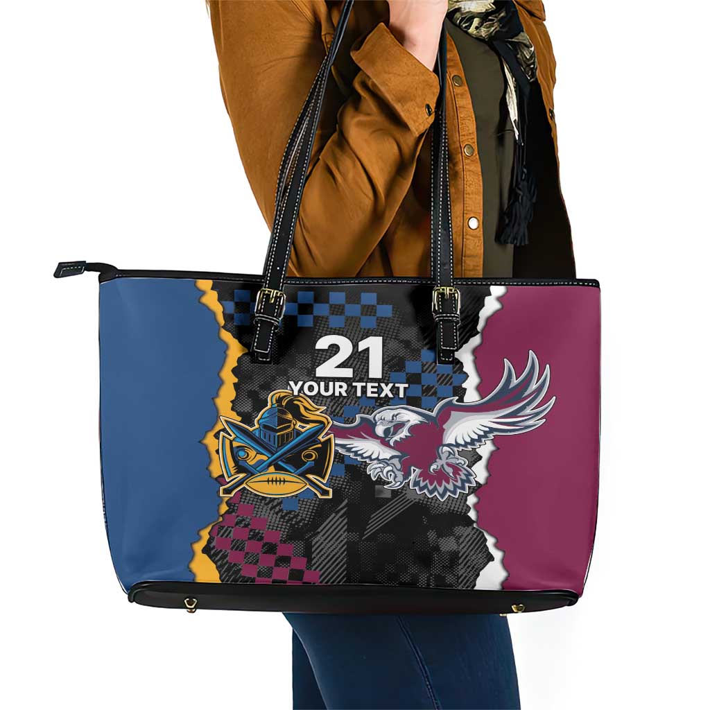 Titans and Manly Eagle Leather Tote Bag Rugby Together Sporty Style