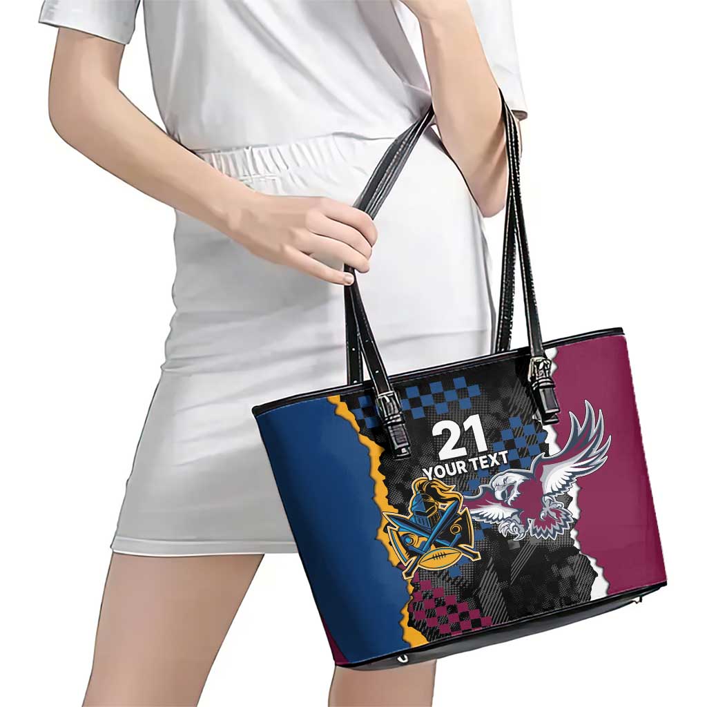 Titans and Manly Eagle Leather Tote Bag Rugby Together Sporty Style