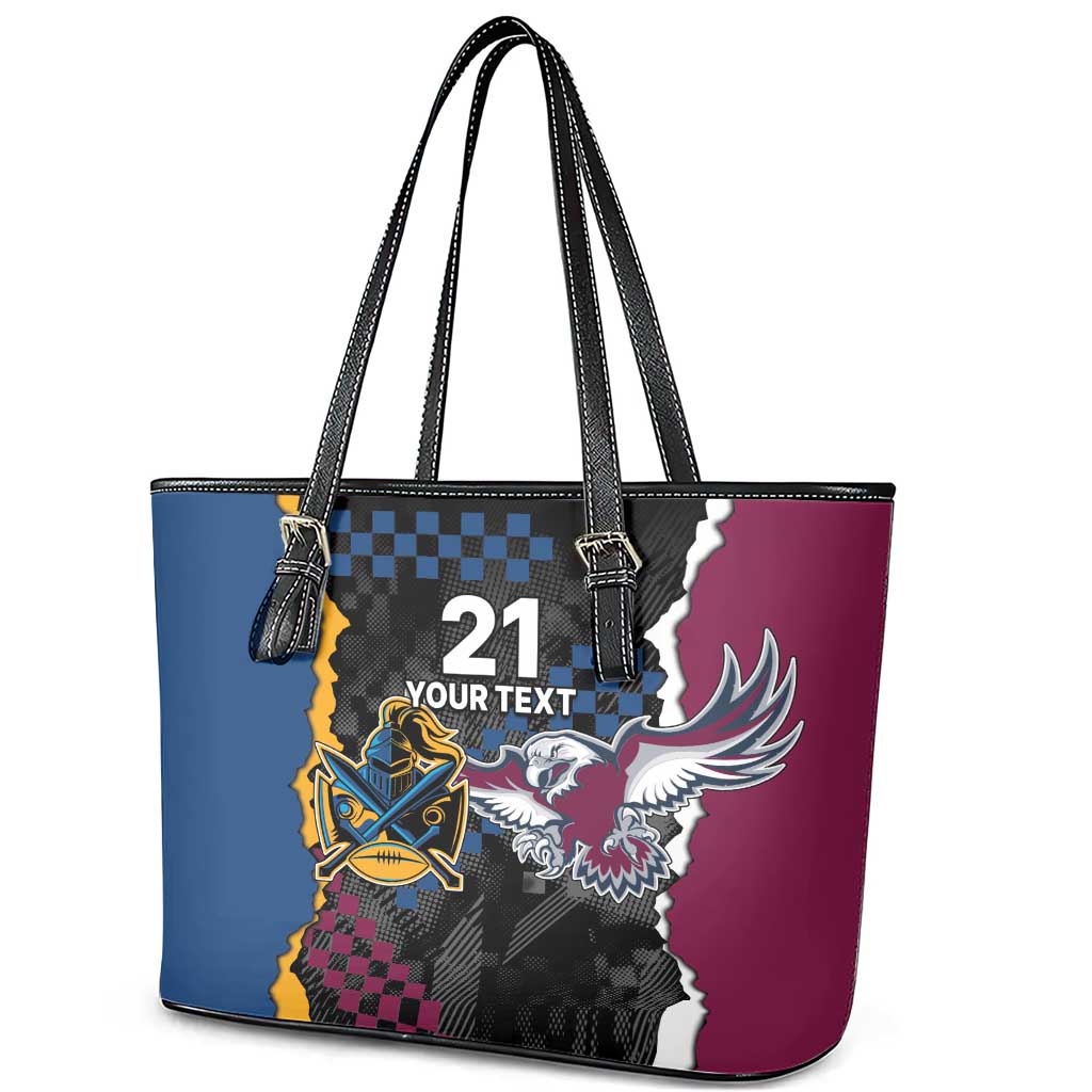 Titans and Manly Eagle Leather Tote Bag Rugby Together Sporty Style