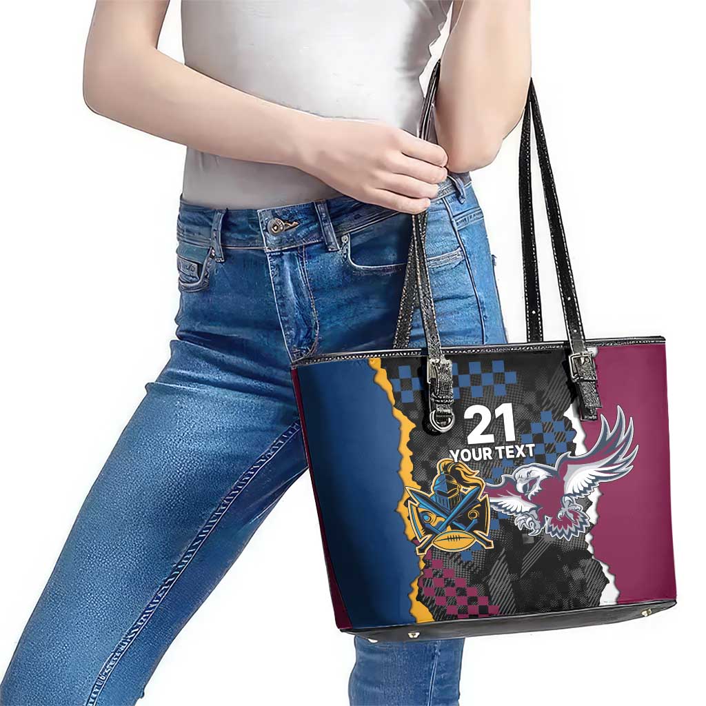 Titans and Manly Eagle Leather Tote Bag Rugby Together Sporty Style