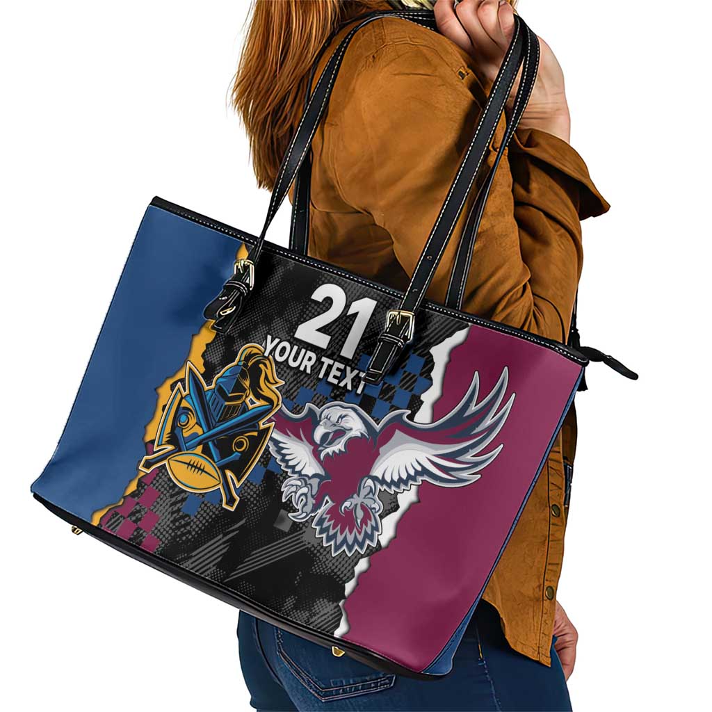 Titans and Manly Eagle Leather Tote Bag Rugby Together Sporty Style