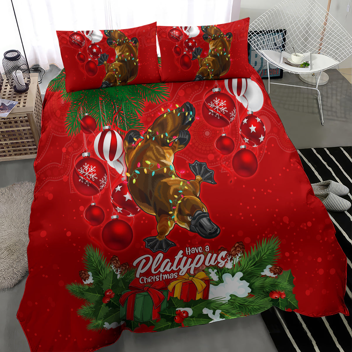 platypus-lover-bedding-set-australia-merry-christmas-aboriginal