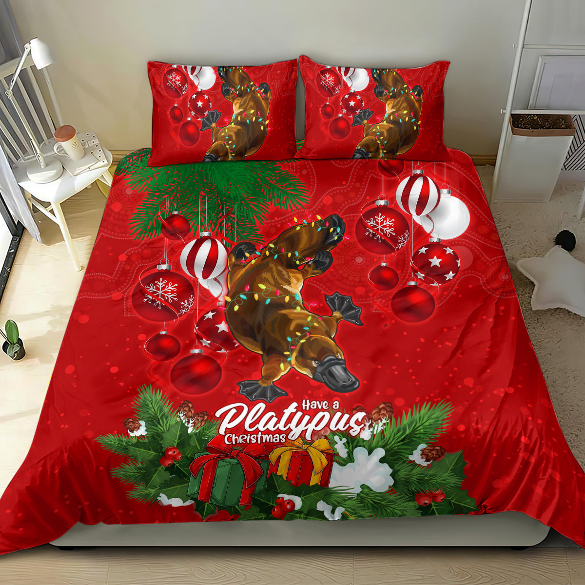 platypus-lover-bedding-set-australia-merry-christmas-aboriginal