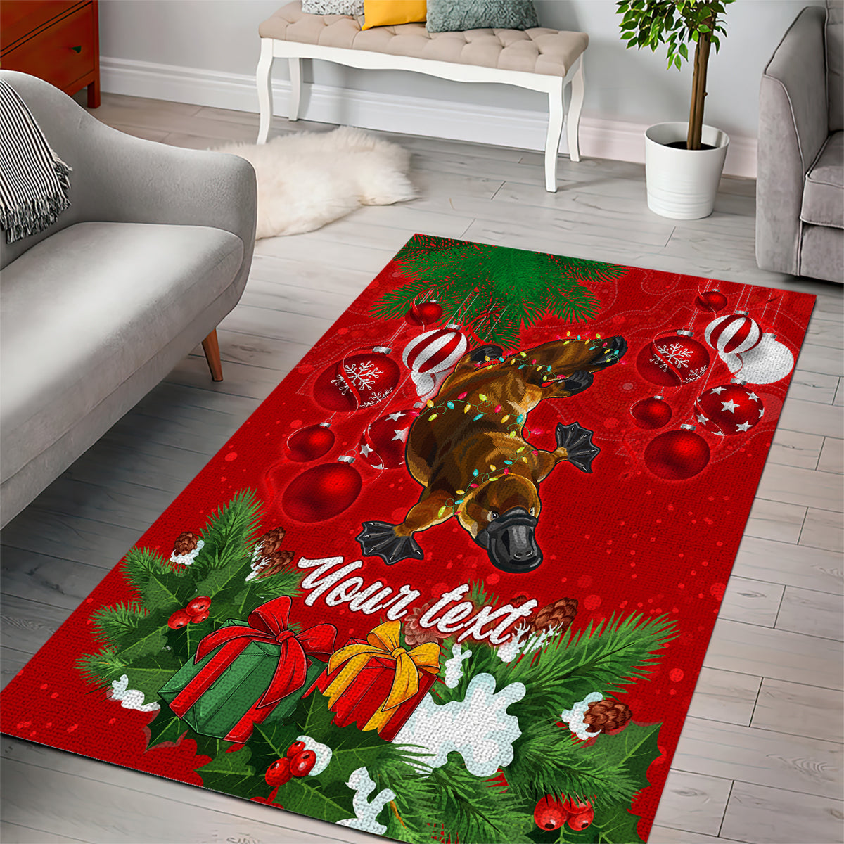 personalised-platypus-lover-area-rug-australia-merry-christmas-aboriginal