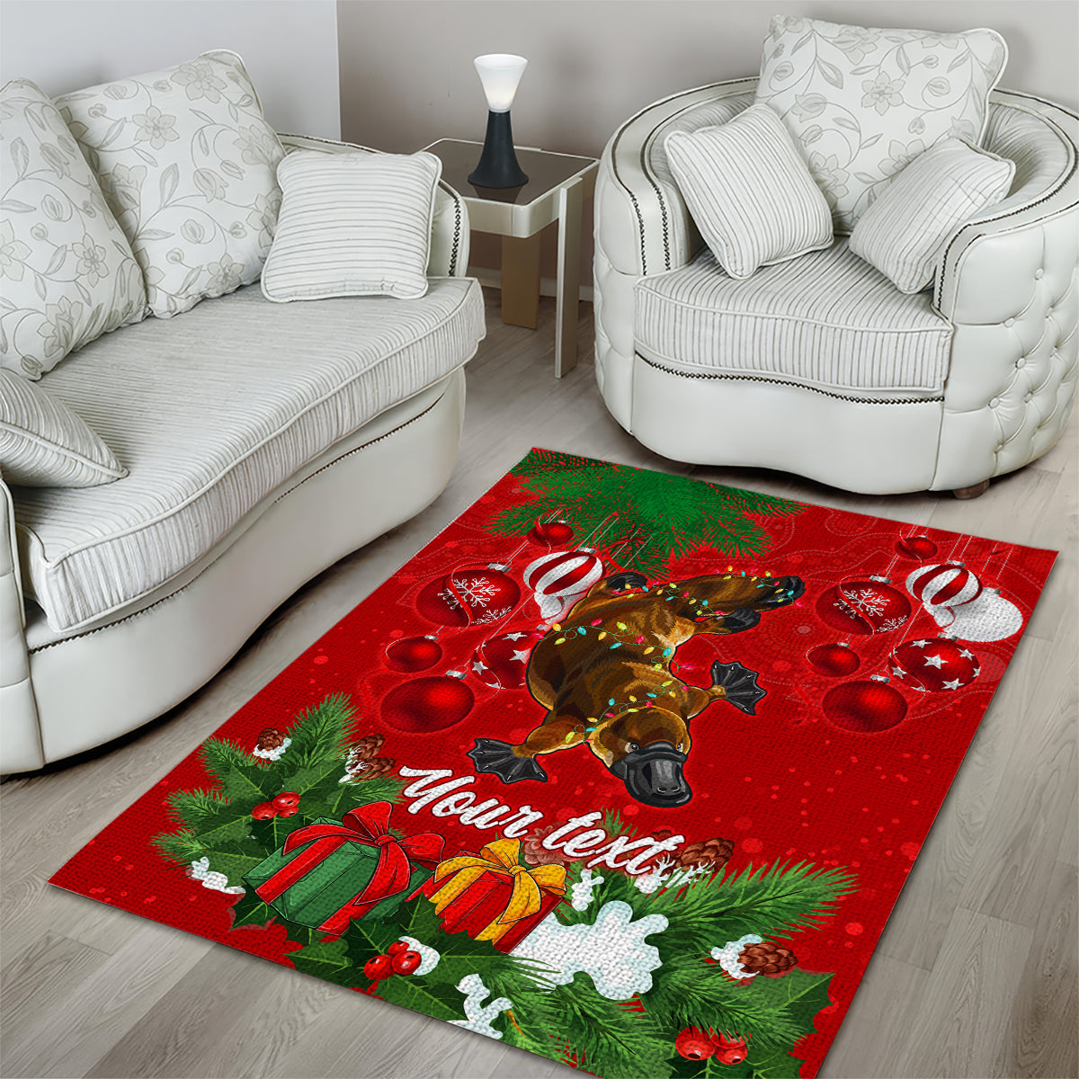 personalised-platypus-lover-area-rug-australia-merry-christmas-aboriginal