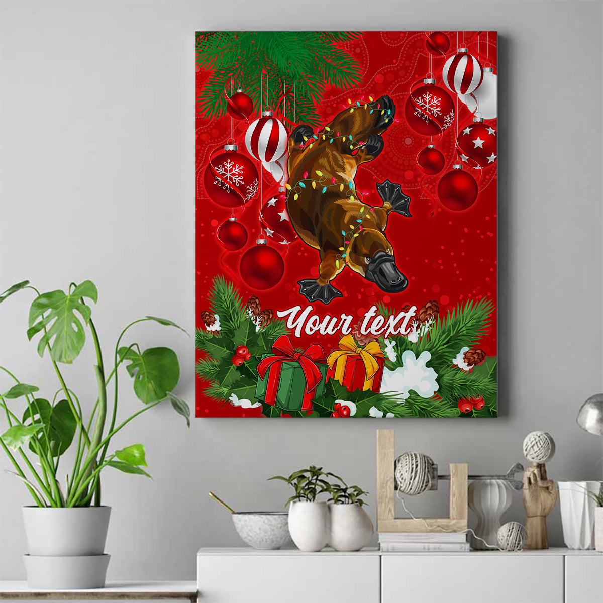personalised-platypus-lover-canvas-wall-art-australia-merry-christmas-aboriginal
