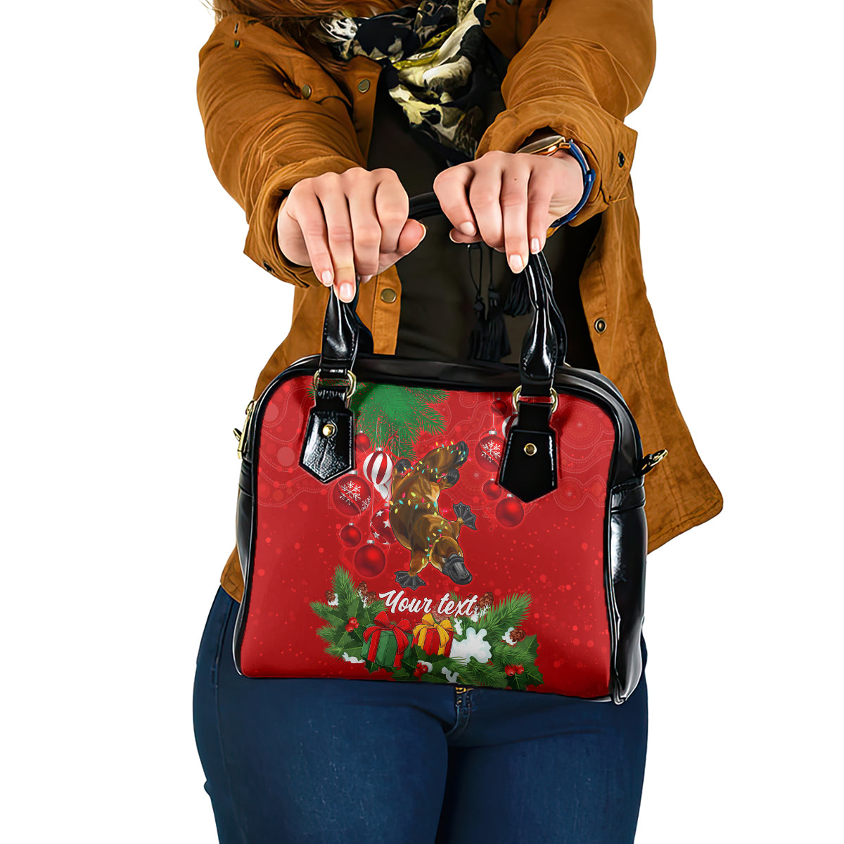 personalised-platypus-lover-shoulder-handbag-australia-merry-christmas-aboriginal