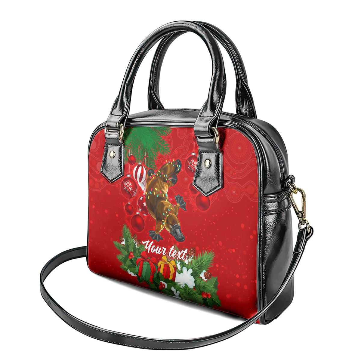 personalised-platypus-lover-shoulder-handbag-australia-merry-christmas-aboriginal