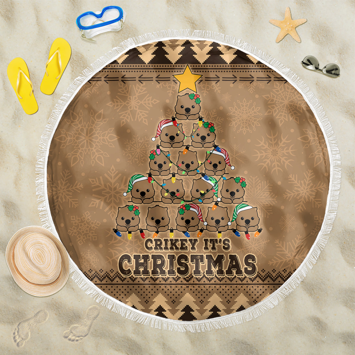 wombat-christmas-tree-beach-blanket-australia-merry-xmas-simple-style