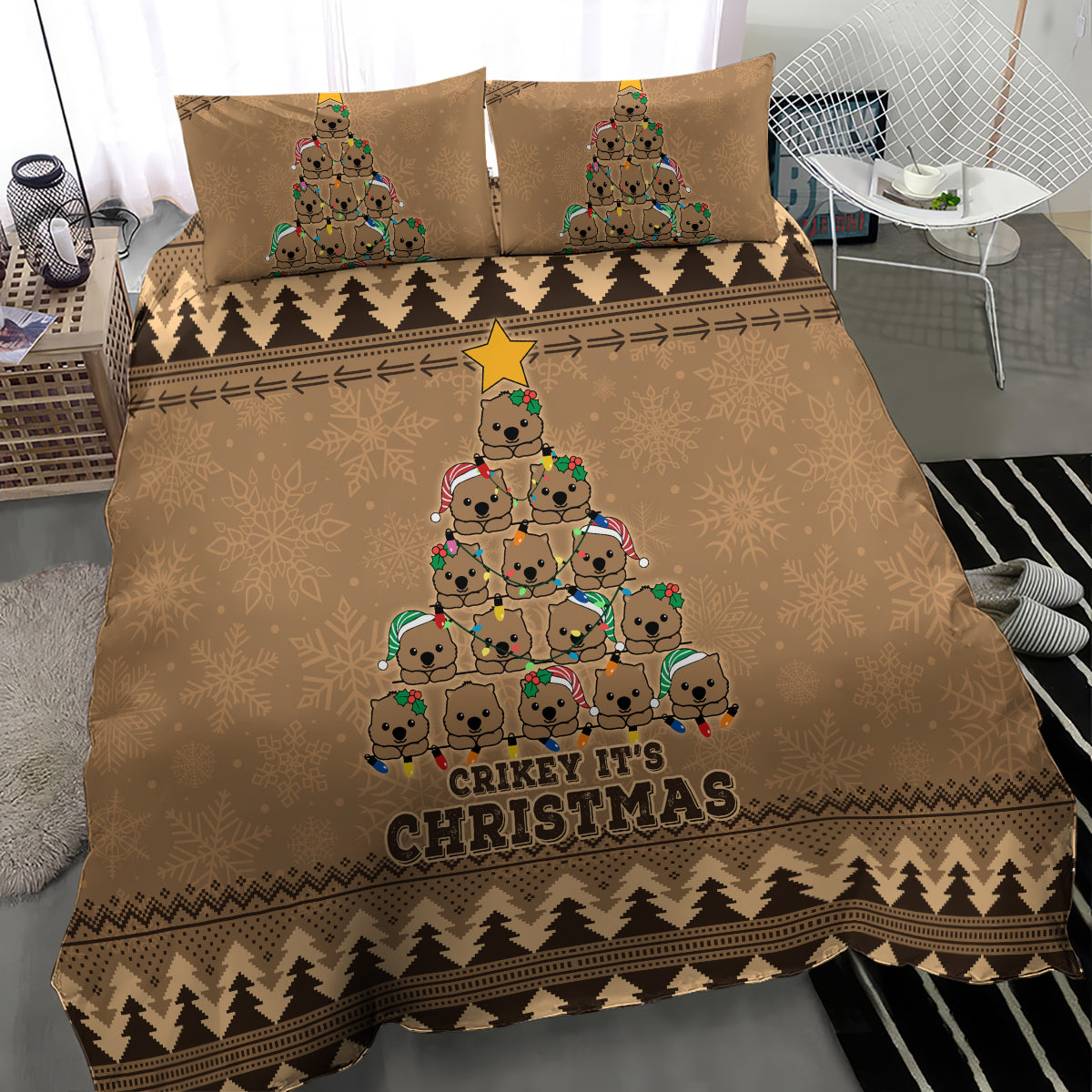 wombat-christmas-tree-bedding-set-australia-merry-xmas-simple-style