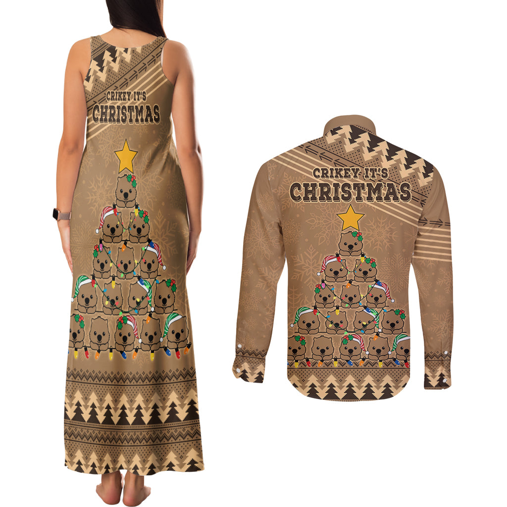 wombat-christmas-tree-couples-matching-tank-maxi-dress-and-long-sleeve-button-shirt-australia-merry-xmas-simple-style