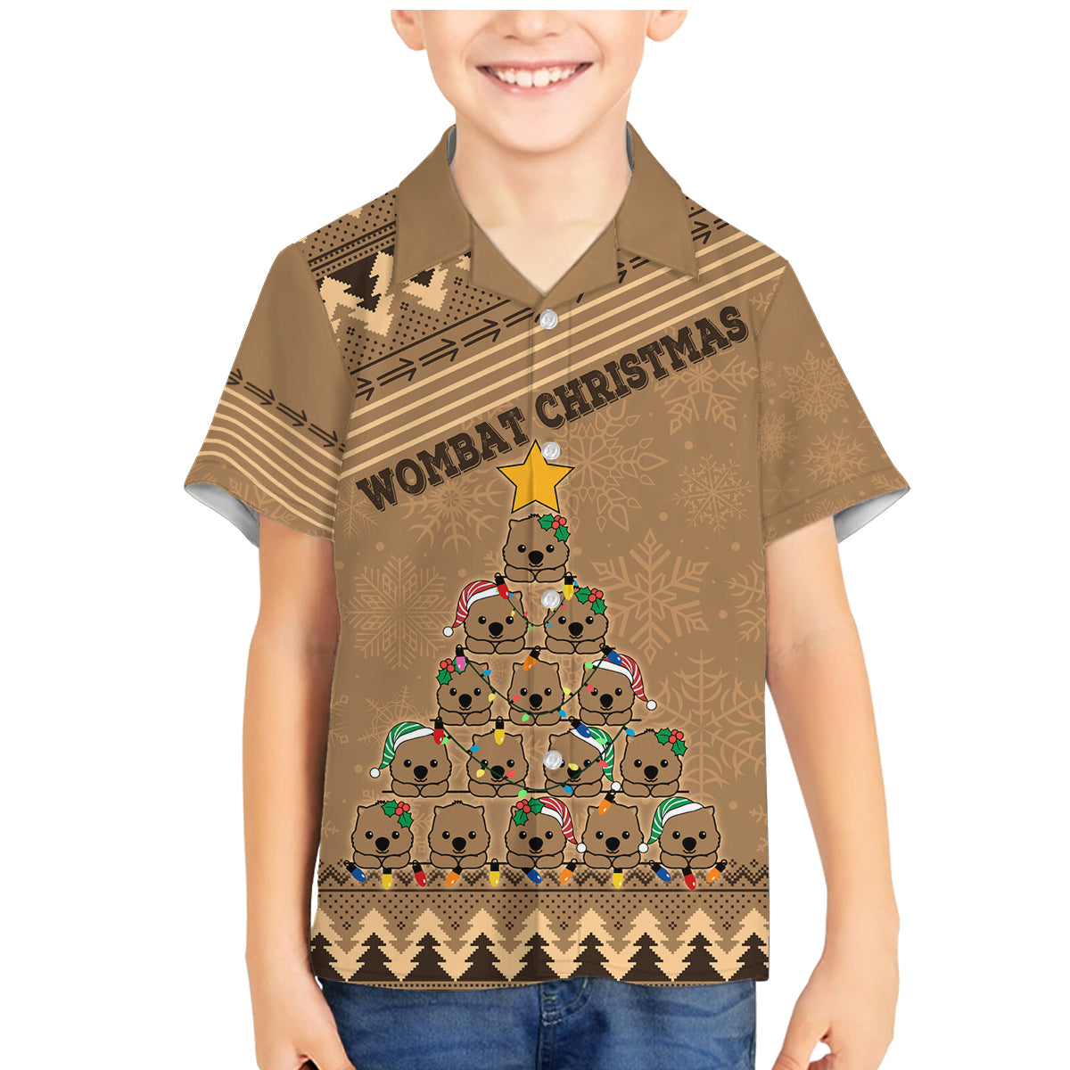 wombat-christmas-tree-family-matching-mermaid-dress-and-hawaiian-shirt-australia-merry-xmas-simple-style