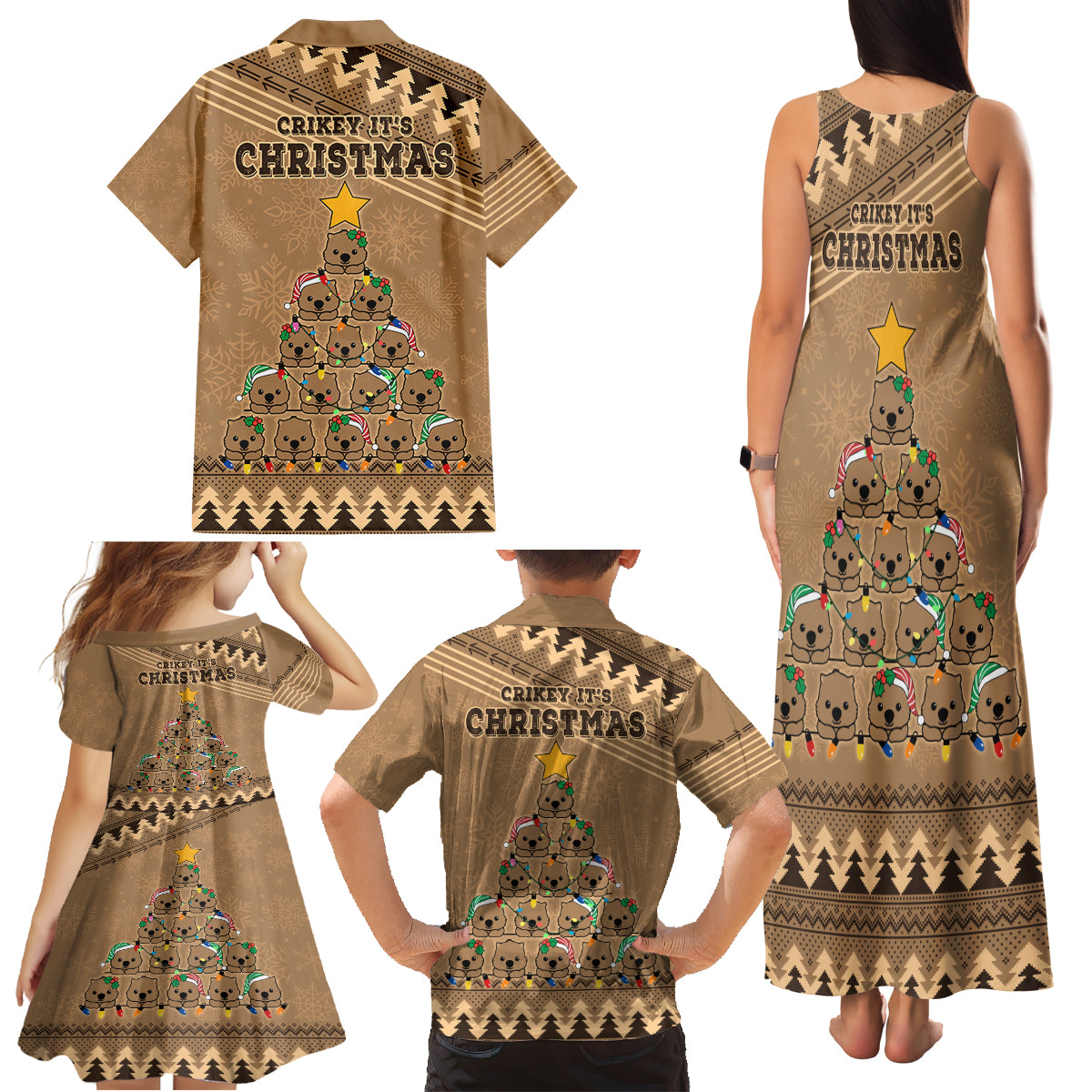 wombat-christmas-tree-family-matching-tank-maxi-dress-and-hawaiian-shirt-australia-merry-xmas-simple-style