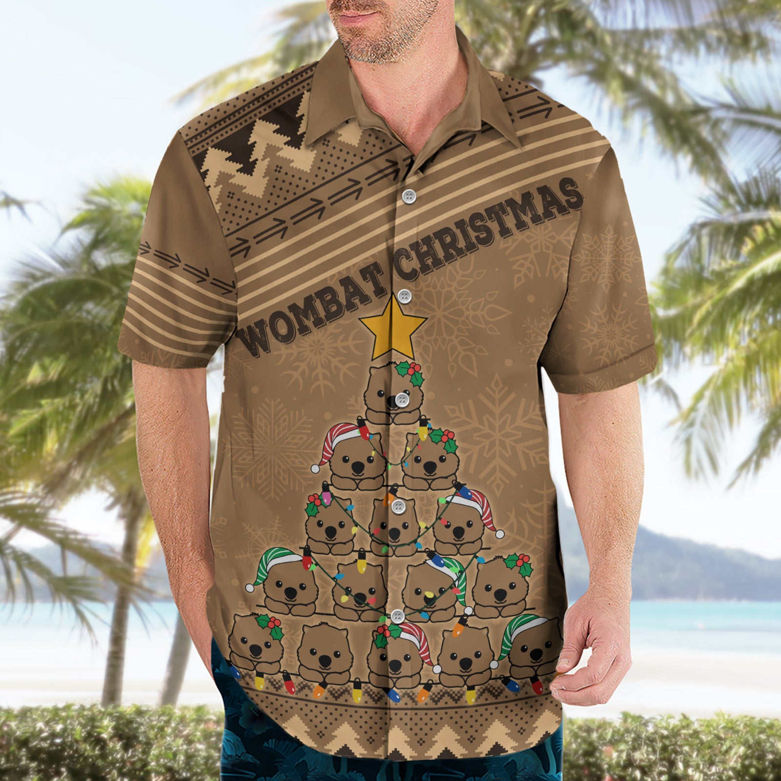 wombat-christmas-tree-hawaiian-shirt-australia-merry-xmas-simple-style