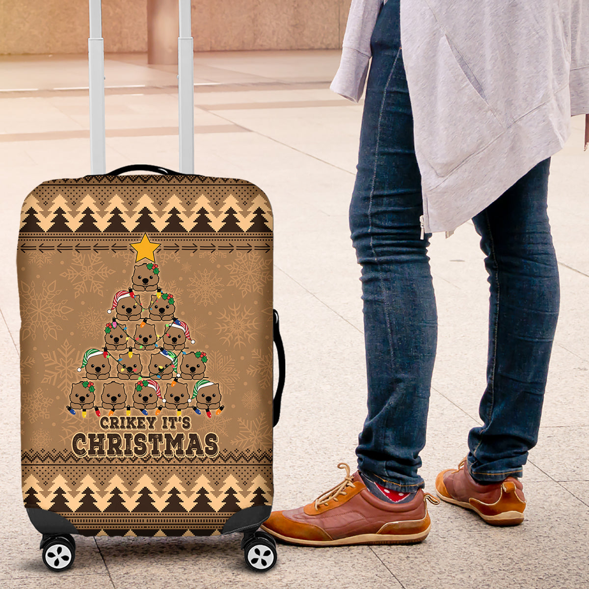 wombat-christmas-tree-luggage-cover-australia-merry-xmas-simple-style