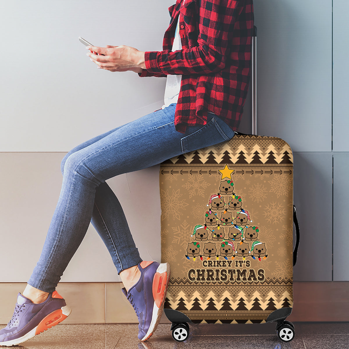 wombat-christmas-tree-luggage-cover-australia-merry-xmas-simple-style