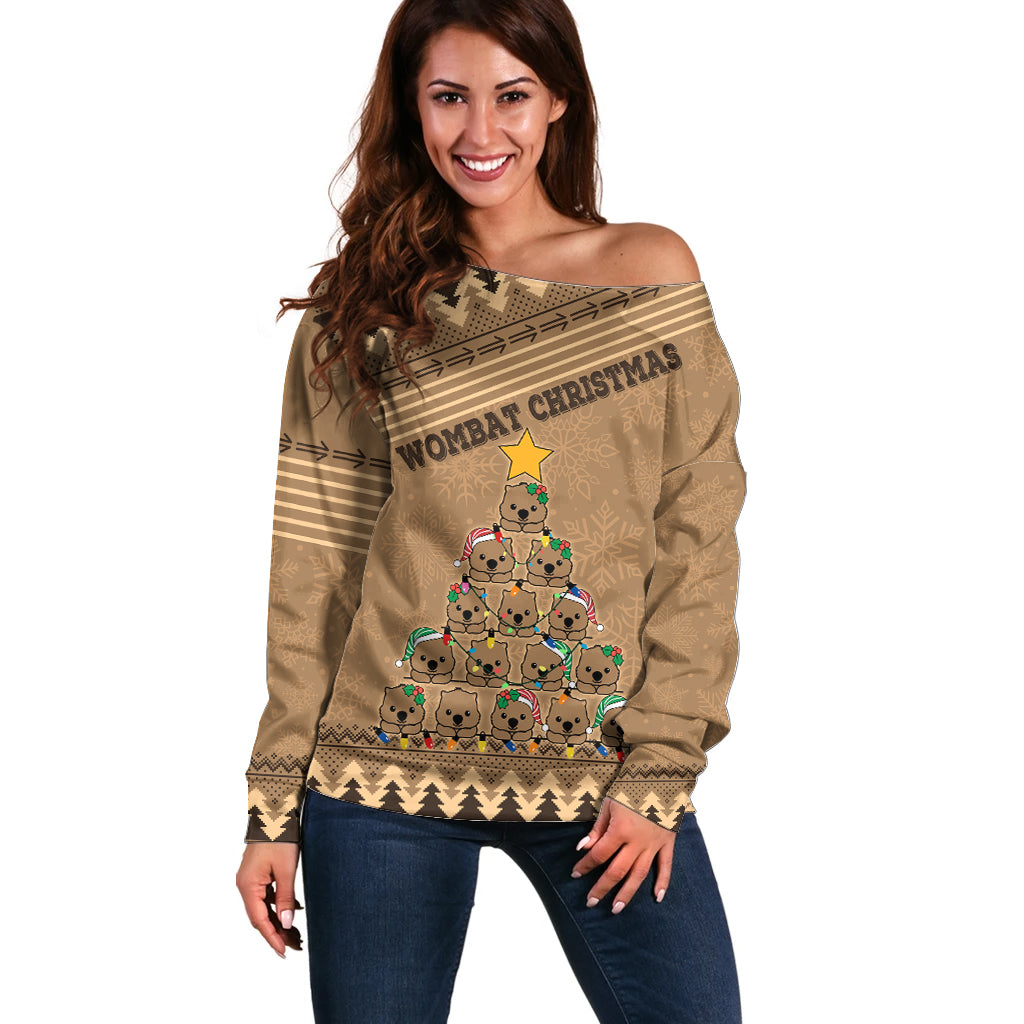 wombat-christmas-tree-off-shoulder-sweater-australia-merry-xmas-simple-style