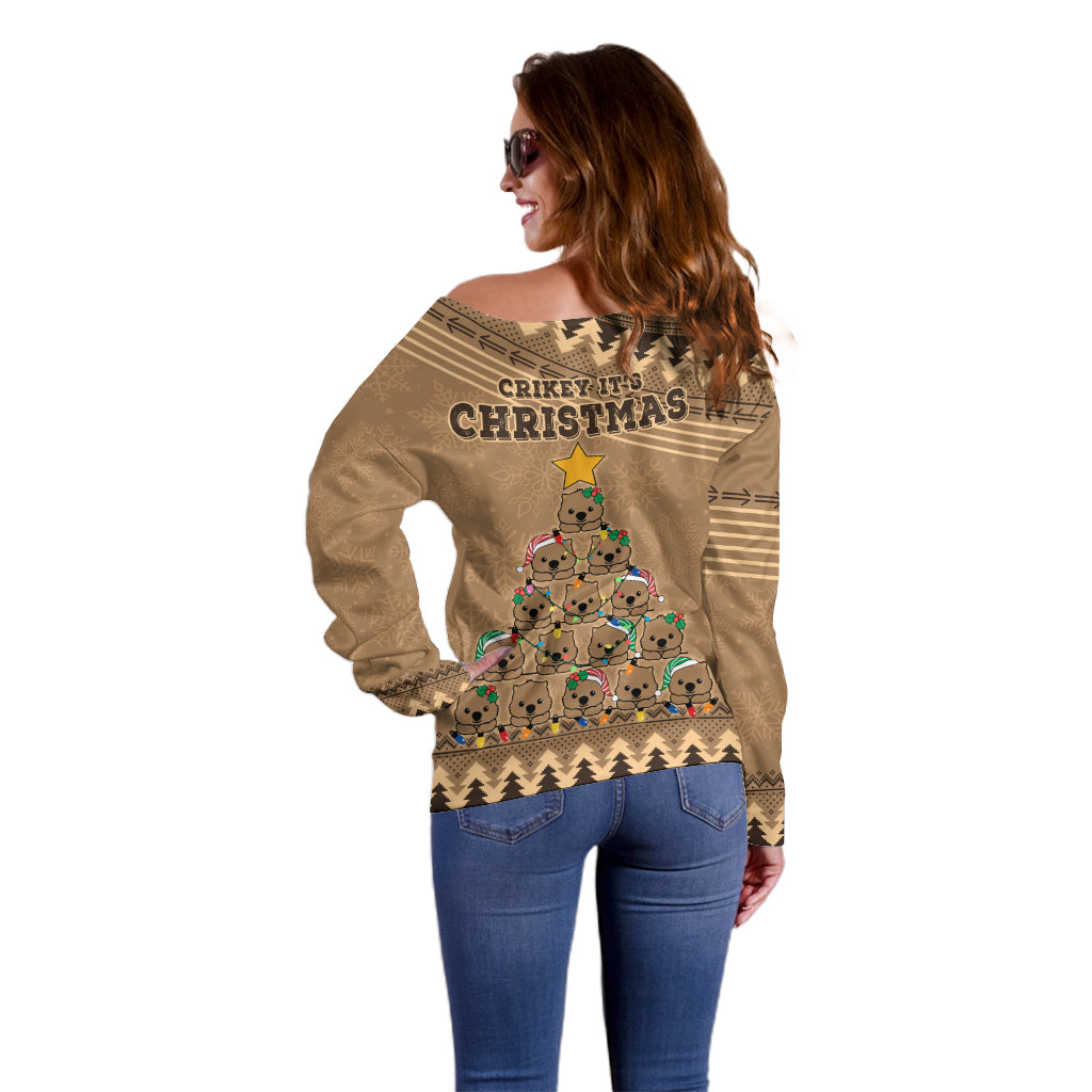 wombat-christmas-tree-off-shoulder-sweater-australia-merry-xmas-simple-style