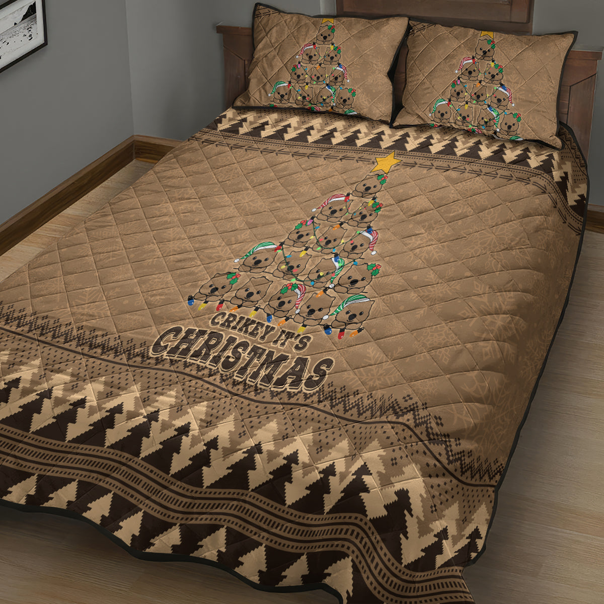 wombat-christmas-tree-quilt-bed-set-australia-merry-xmas-simple-style