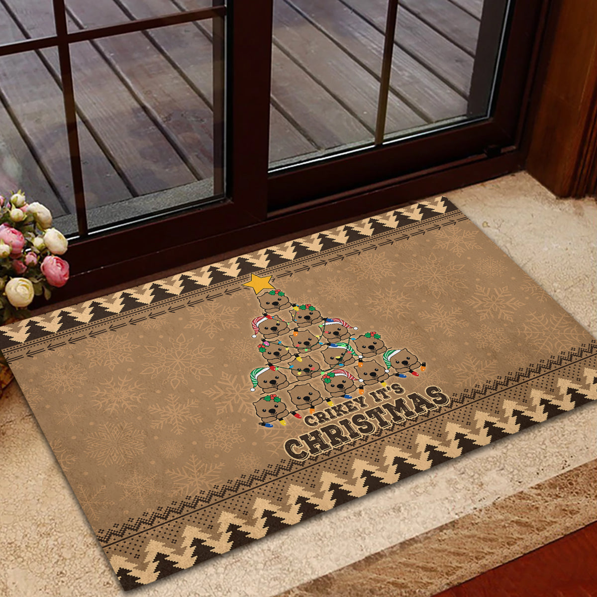 wombat-christmas-tree-rubber-doormat-australia-merry-xmas-simple-style