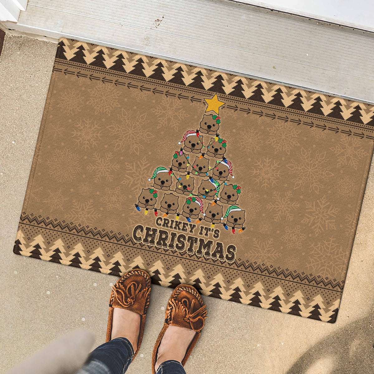 wombat-christmas-tree-rubber-doormat-australia-merry-xmas-simple-style