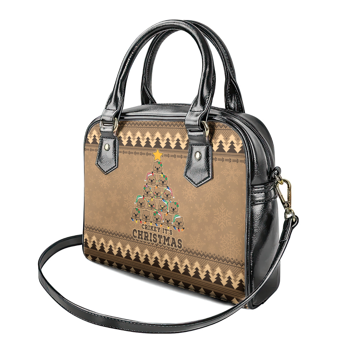 wombat-christmas-tree-shoulder-handbag-australia-merry-xmas-simple-style