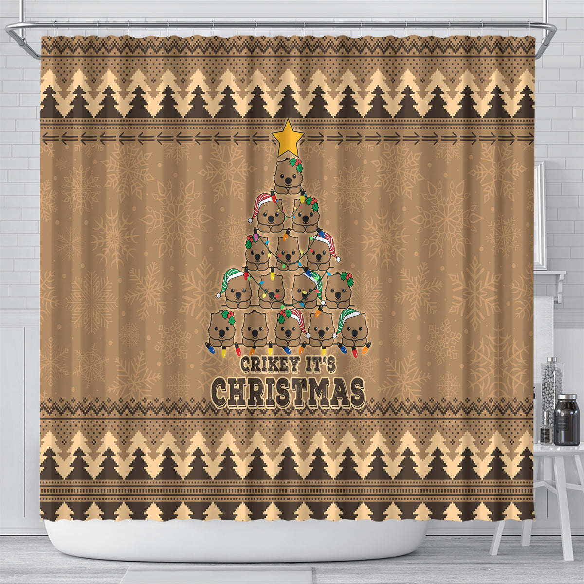 wombat-christmas-tree-shower-curtain-australia-merry-xmas-simple-style