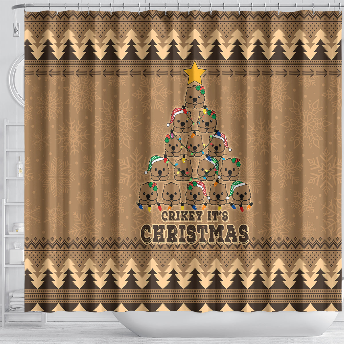 wombat-christmas-tree-shower-curtain-australia-merry-xmas-simple-style