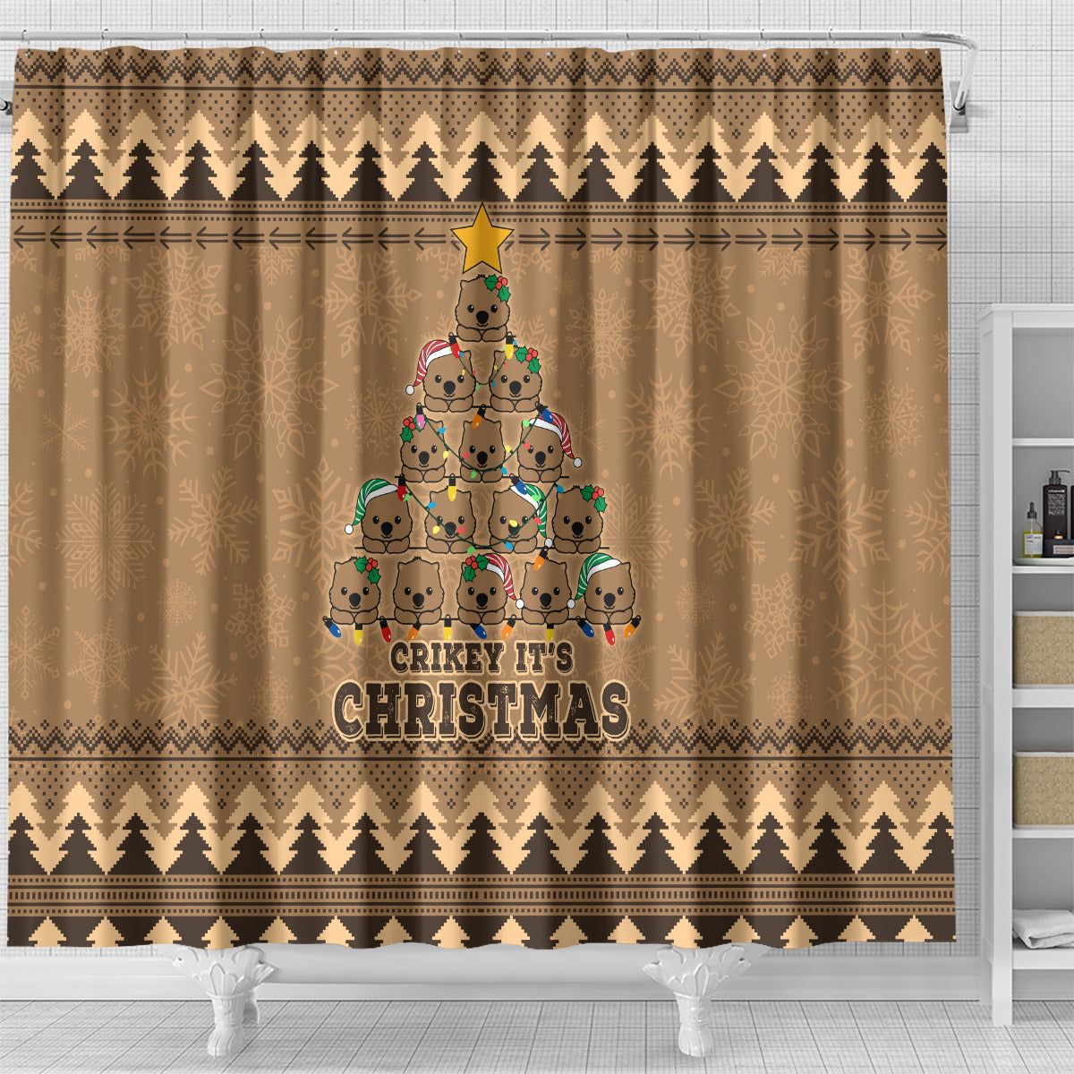 wombat-christmas-tree-shower-curtain-australia-merry-xmas-simple-style