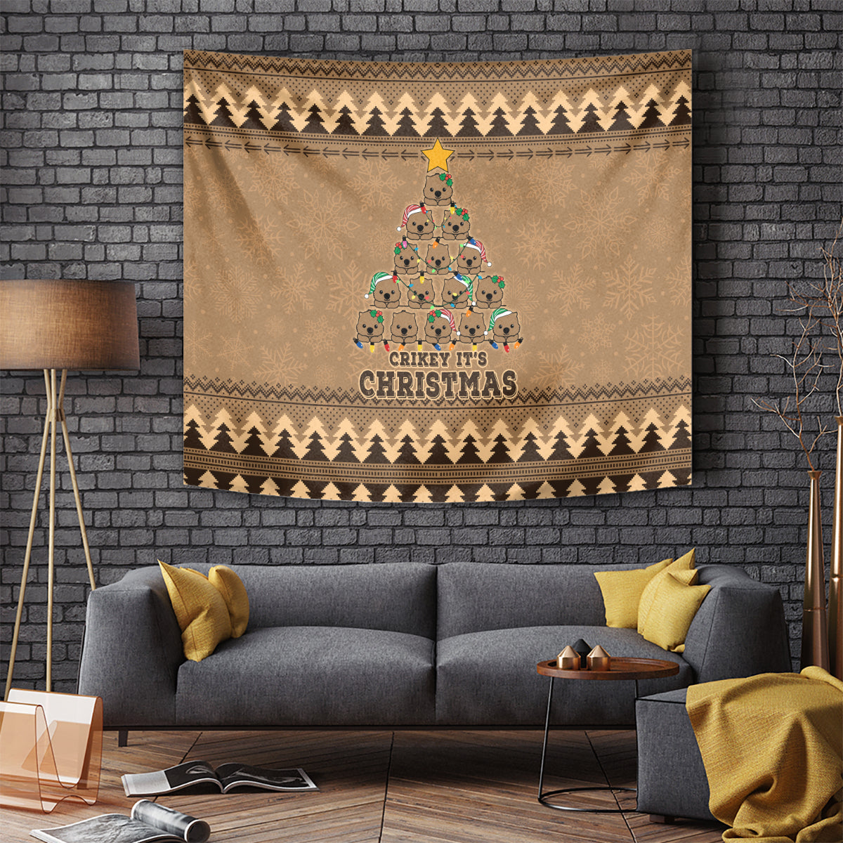 wombat-christmas-tree-tapestry-australia-merry-xmas-simple-style