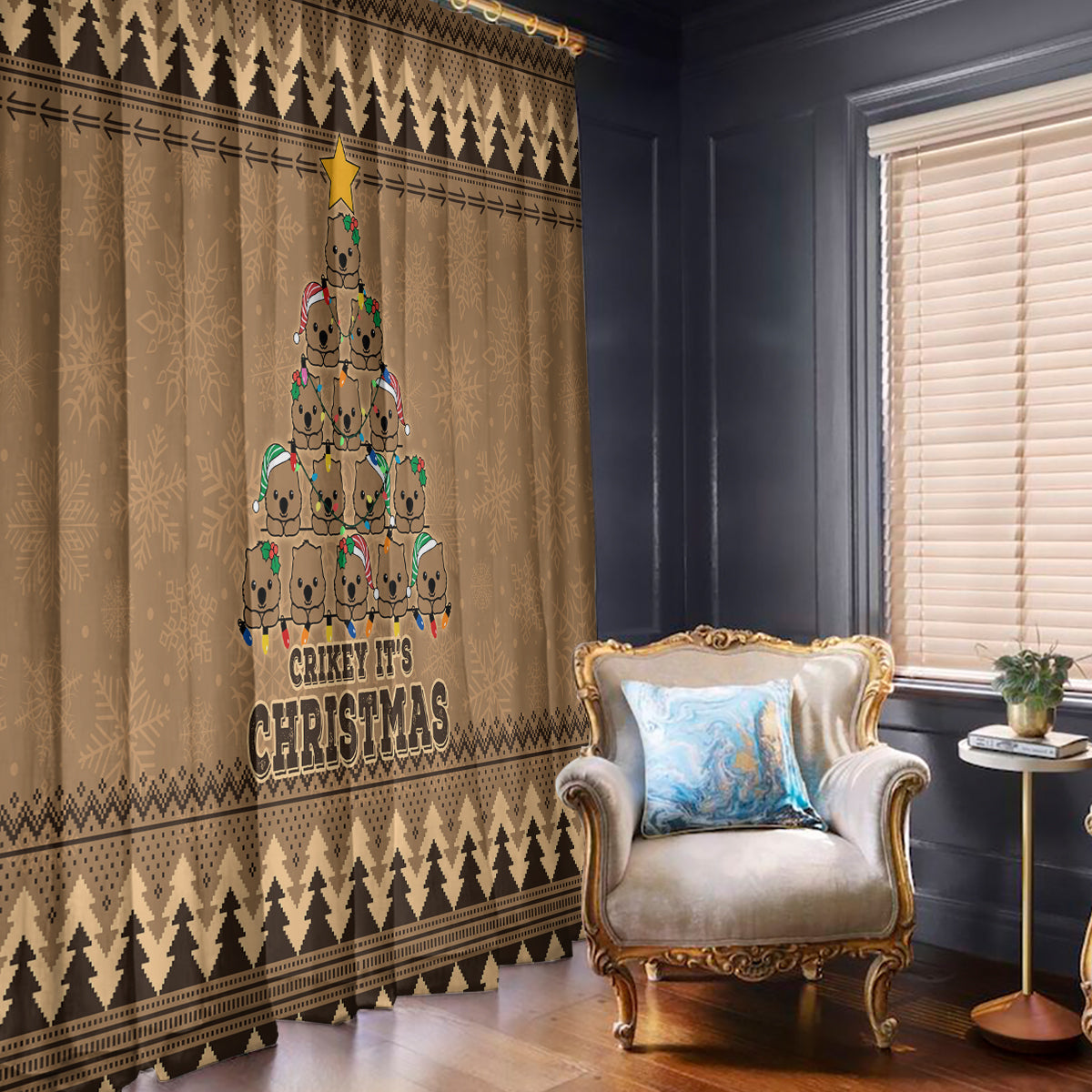 wombat-christmas-tree-window-curtain-australia-merry-xmas-simple-style