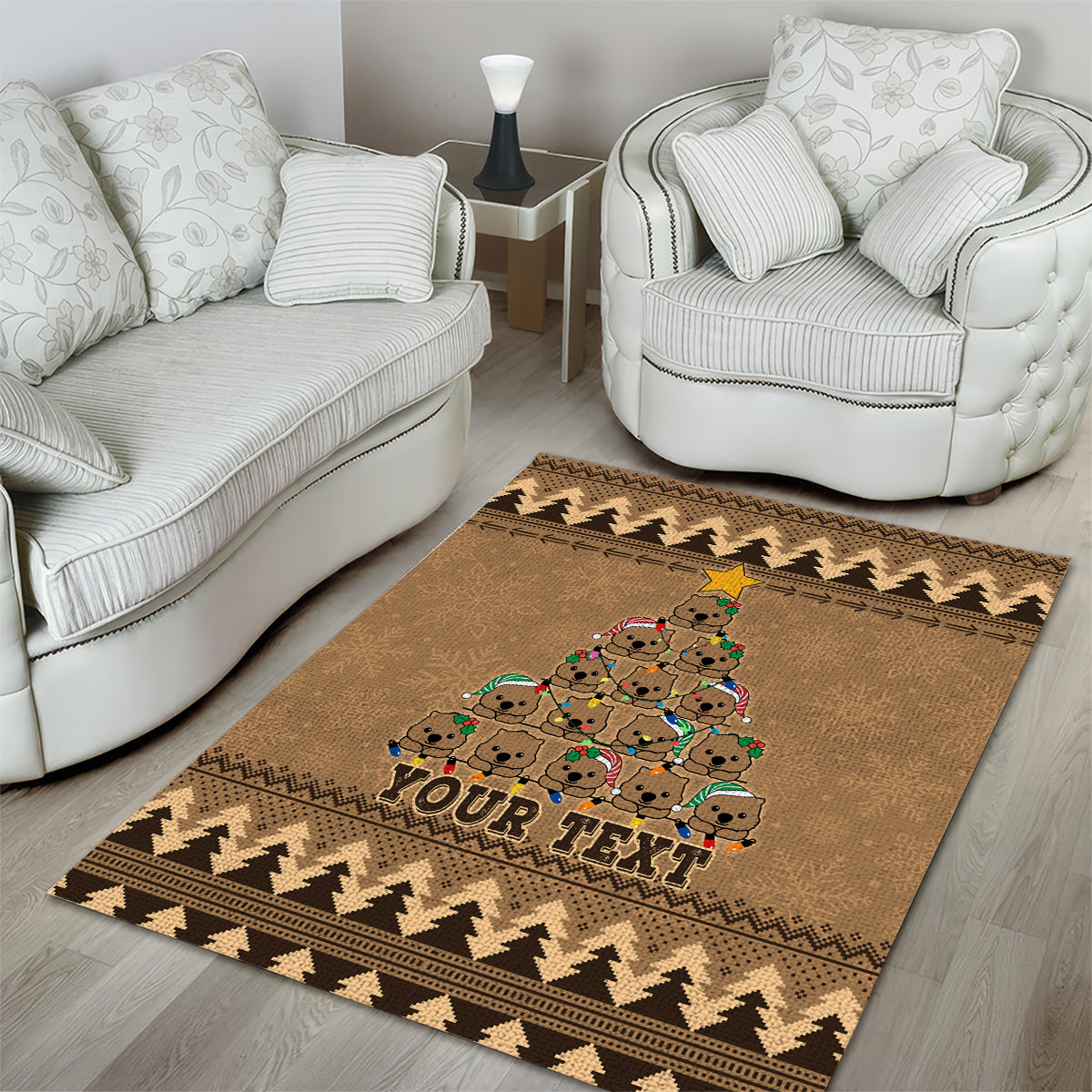 personalised-wombat-christmas-tree-area-rug-australia-merry-xmas-simple-style