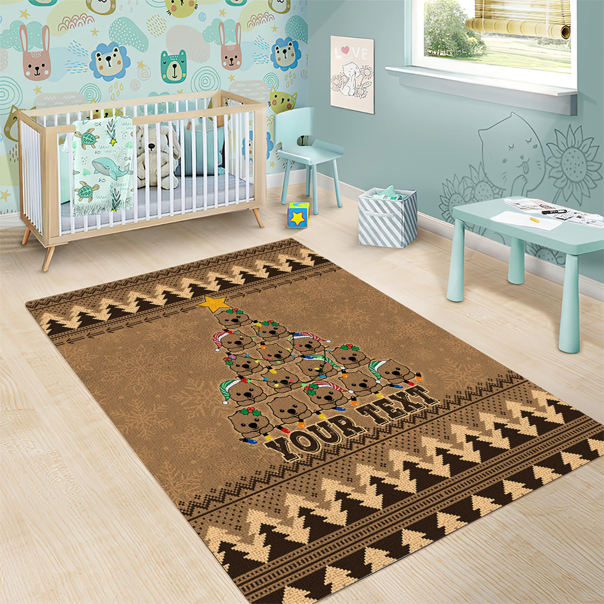 personalised-wombat-christmas-tree-area-rug-australia-merry-xmas-simple-style