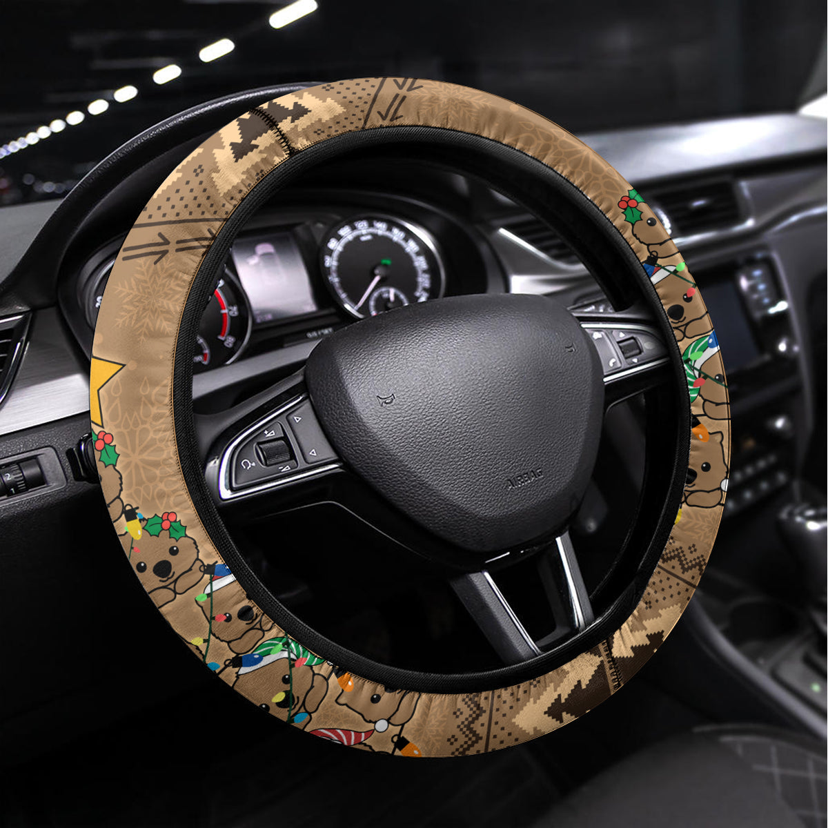 Wombat Christmas Tree Steering Wheel Cover Australia Merry Xmas Simple Style