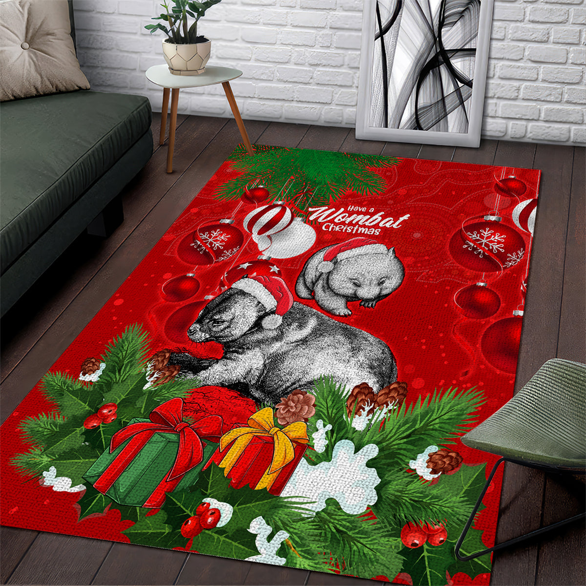 wombat-lover-area-rug-australia-merry-christmas-aboriginal