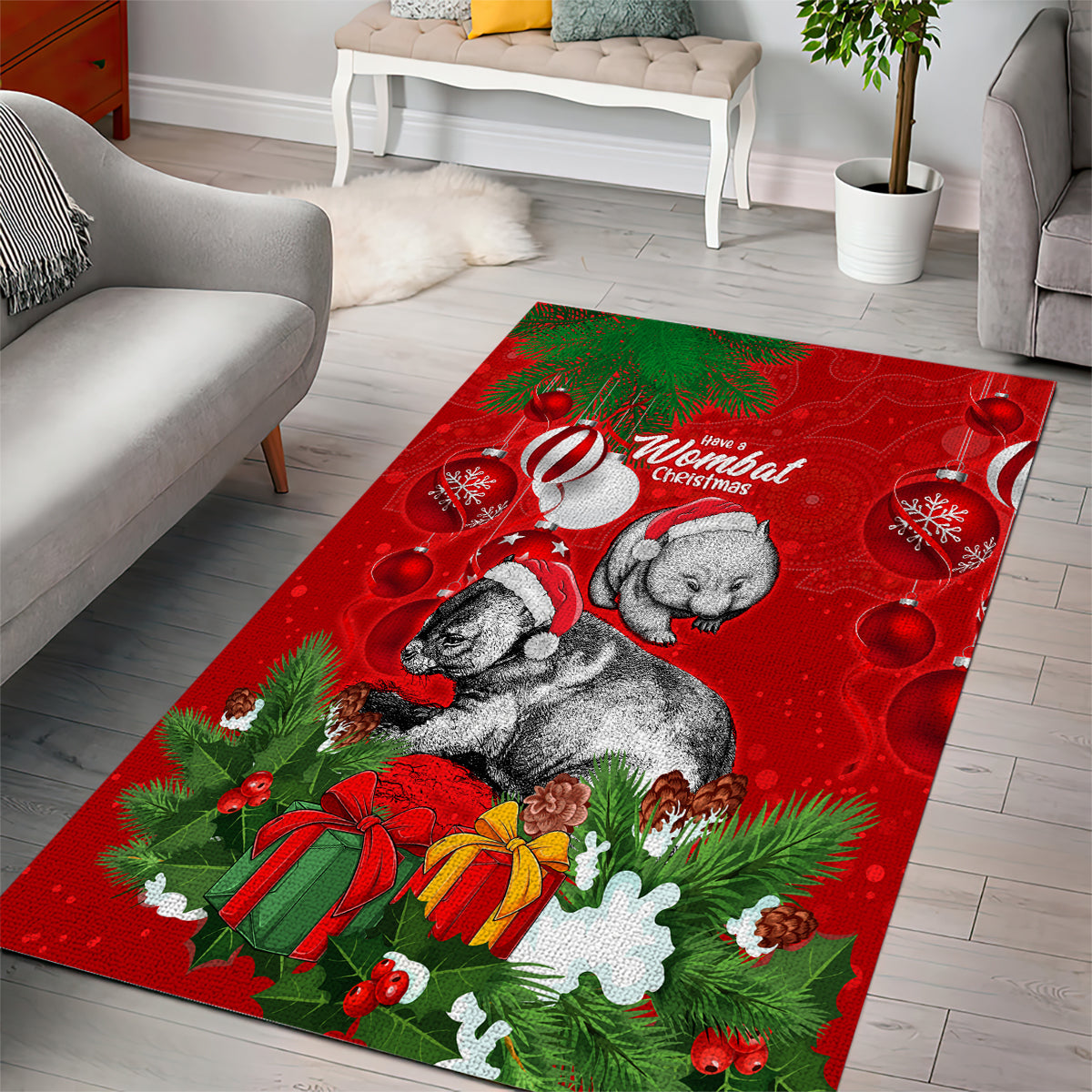 wombat-lover-area-rug-australia-merry-christmas-aboriginal