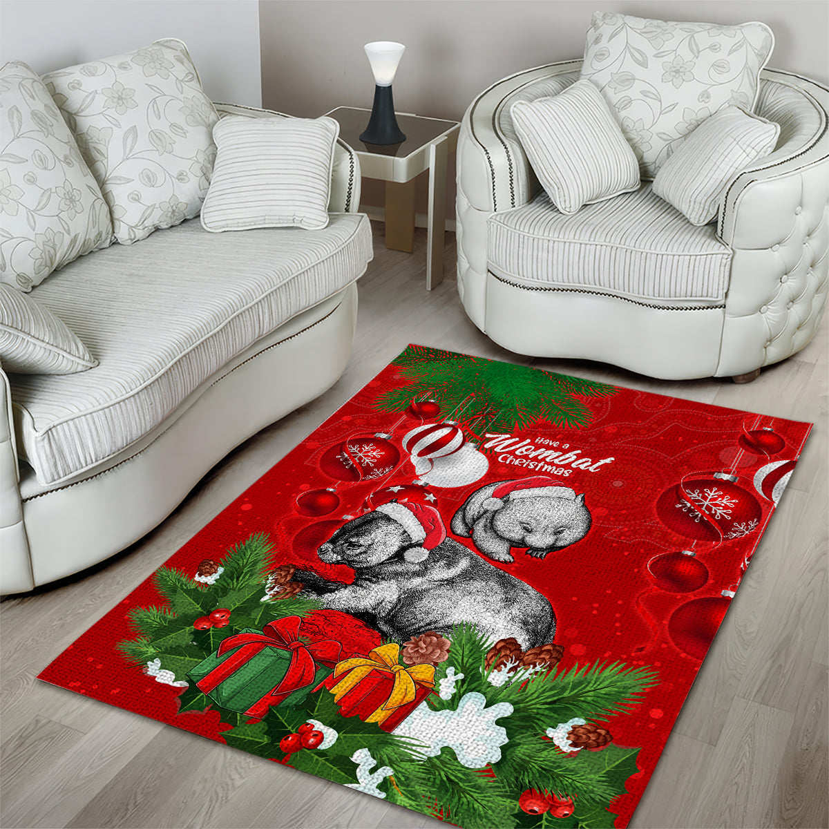 wombat-lover-area-rug-australia-merry-christmas-aboriginal