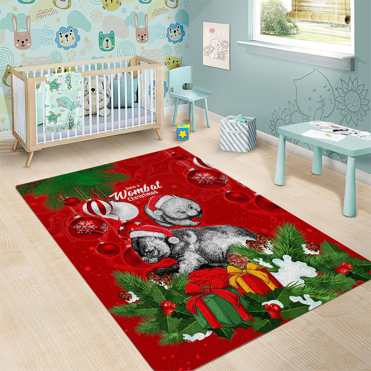 wombat-lover-area-rug-australia-merry-christmas-aboriginal