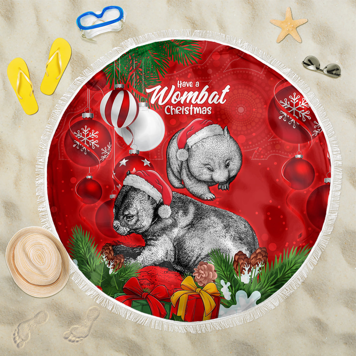 wombat-lover-beach-blanket-australia-merry-christmas-aboriginal