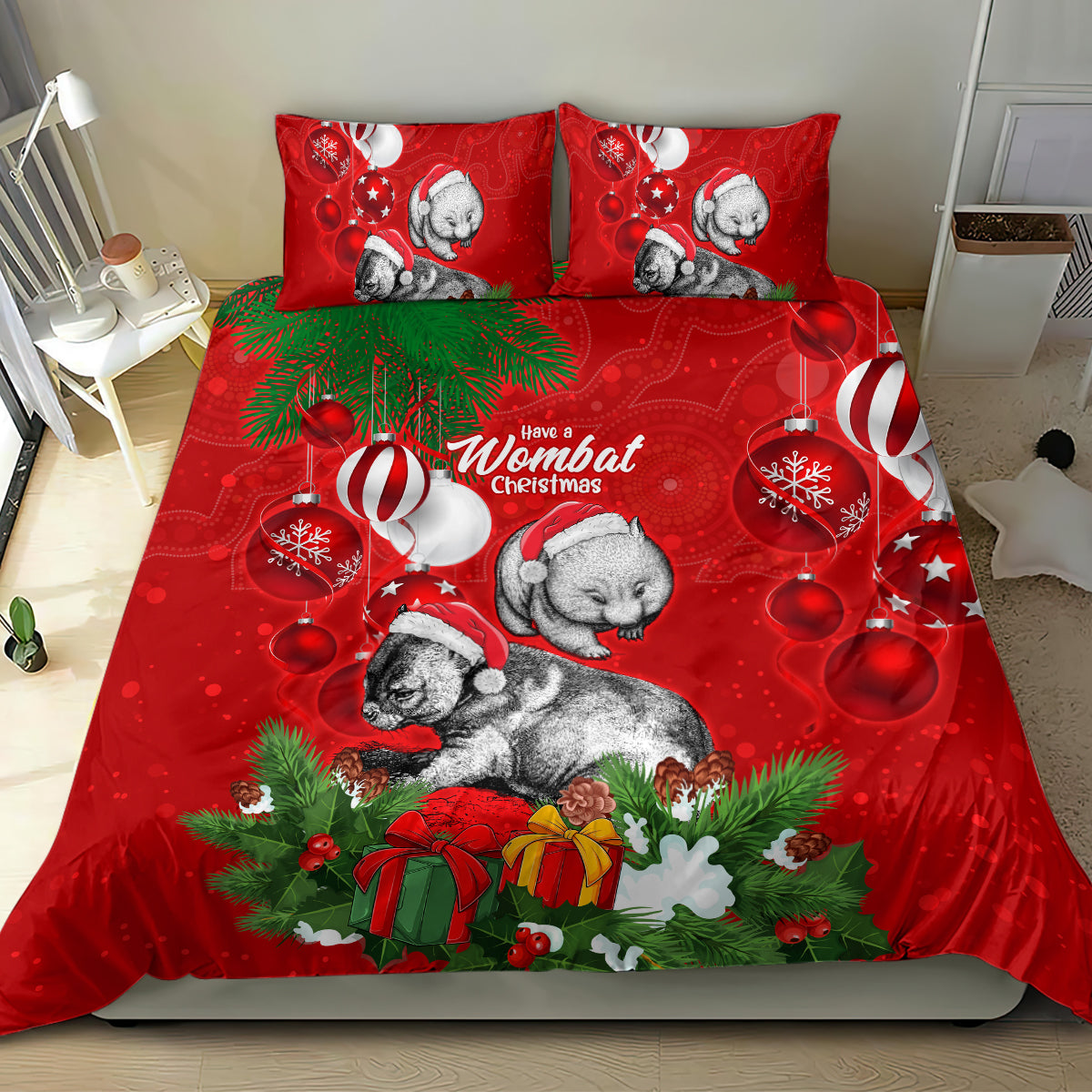 wombat-lover-bedding-set-australia-merry-christmas-aboriginal