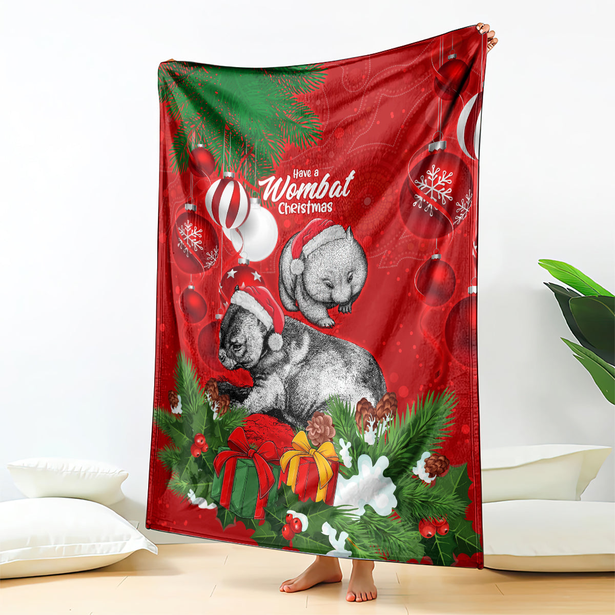 wombat-lover-blanket-australia-merry-christmas-aboriginal