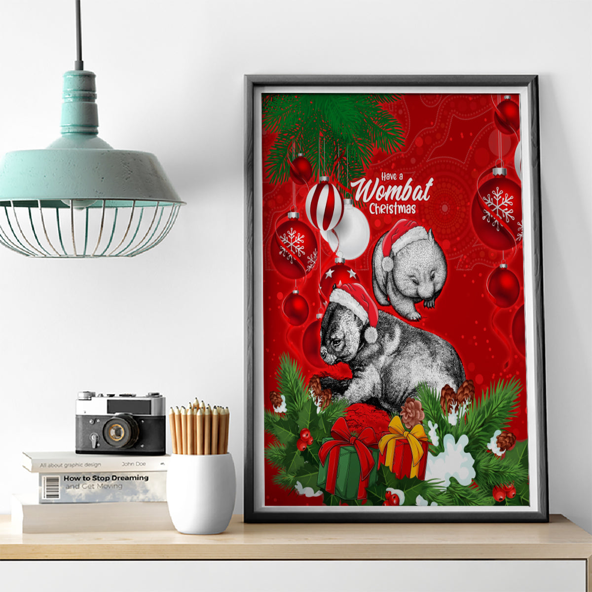 wombat-lover-canvas-wall-art-australia-merry-christmas-aboriginal