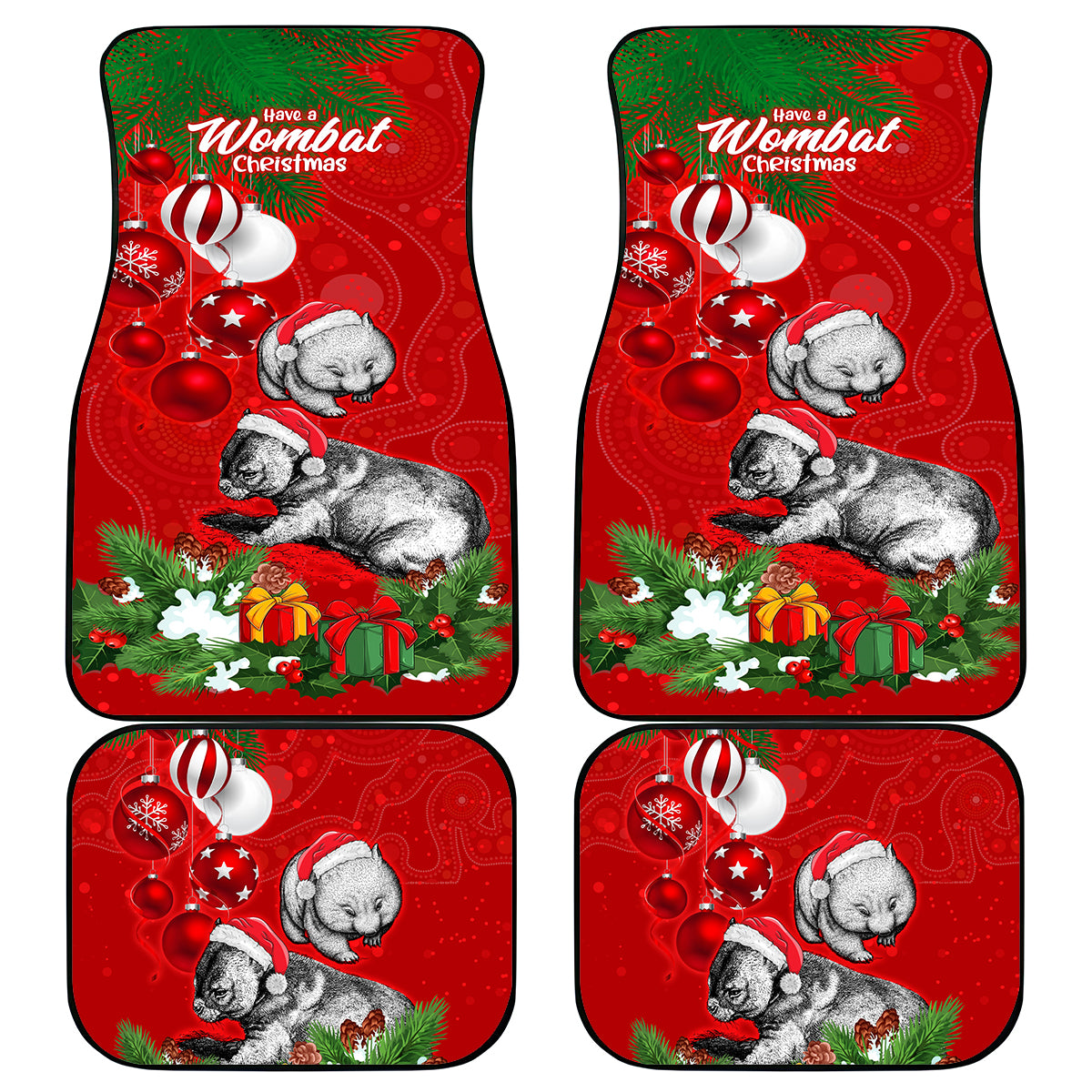 wombat-lover-car-mats-australia-merry-christmas-aboriginal