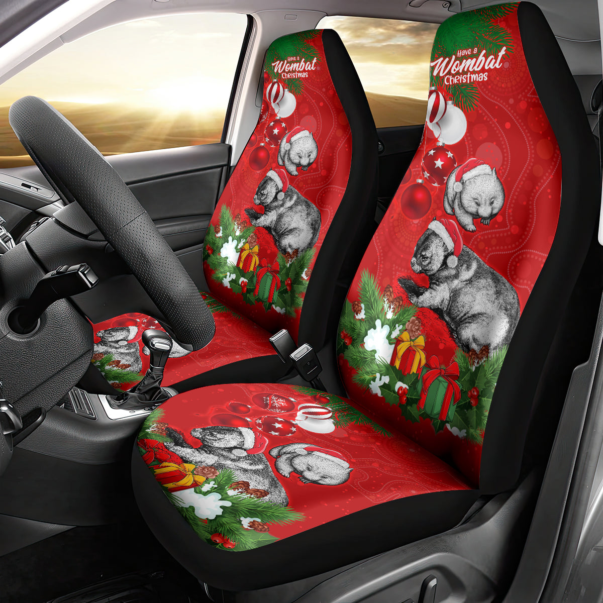 wombat-lover-car-seat-cover-australia-merry-christmas-aboriginal